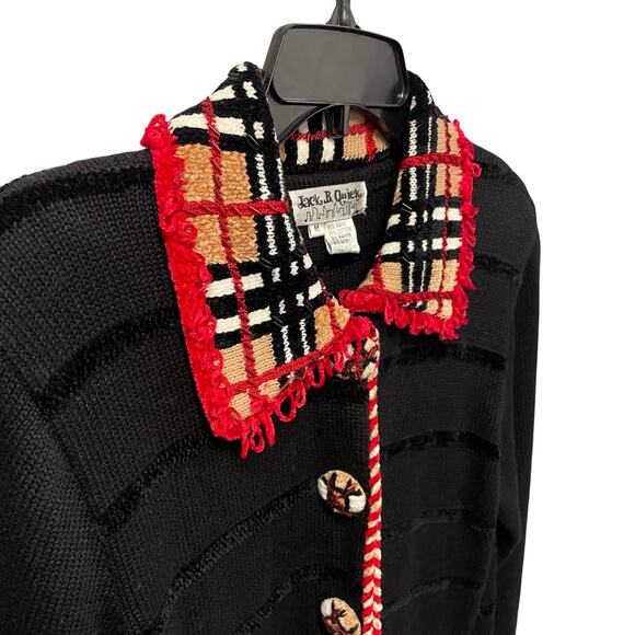 Vintage Jack B Quick Button Front Designer Plaid Collared Sweater Womens Medium - Picture 5 of 7